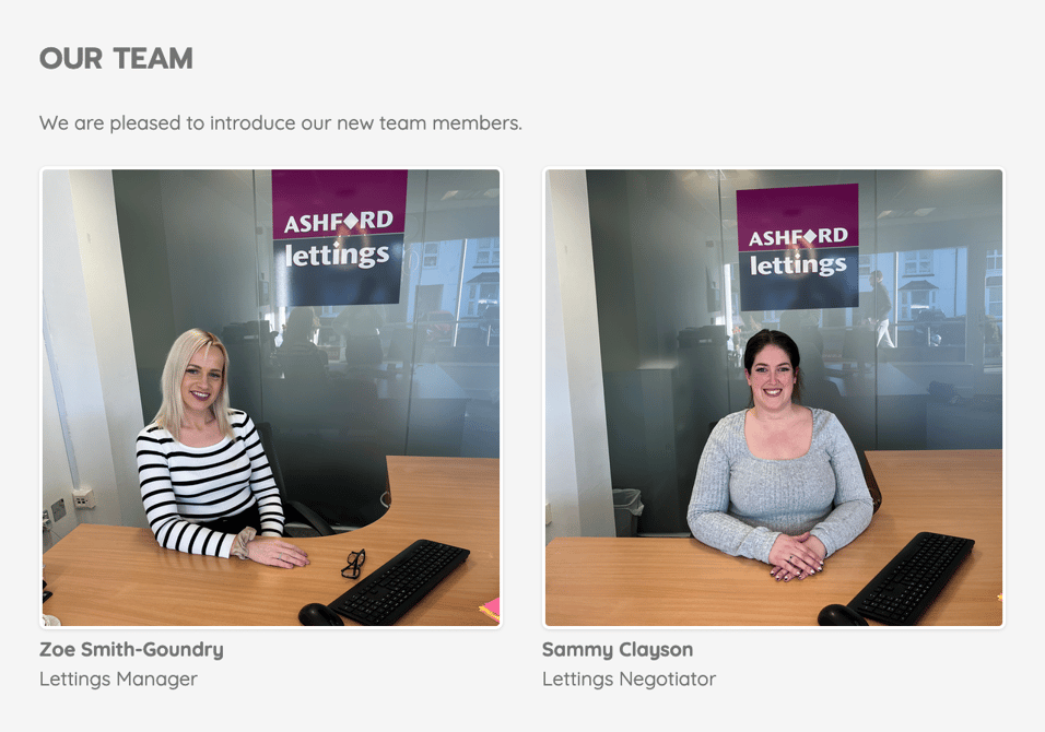 Ashford Lettings website property listings section